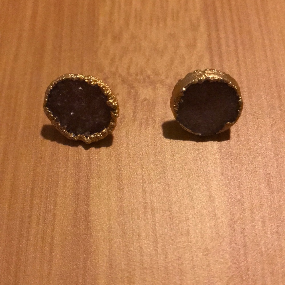 Anthropologie Rose Quartz Gold Color Earrings - Picture 2 of 6